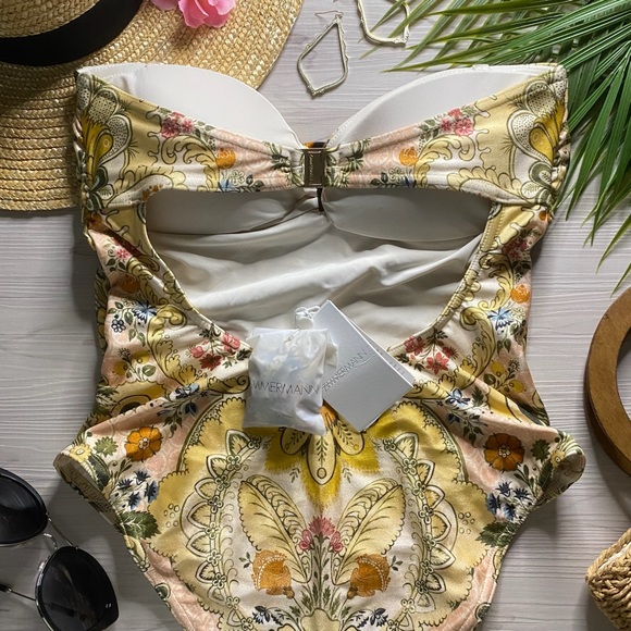 Zimmermann Scarf-Print Strapless One Piece Swimsuit - Picture 6 of 15